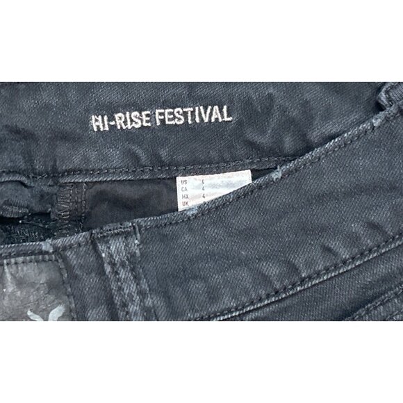 American Eagle High Rise Festival Denim Shorts Size 4 Wild Child SK8 Y2K - Picture 3 of 3